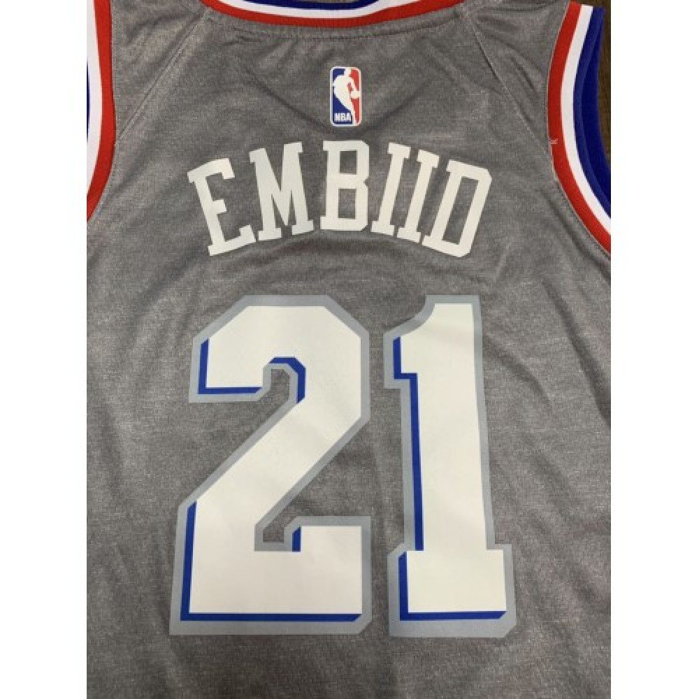 Men's Philadelphia 76ers Joel Embiid #21 Gray Swingman Jersey - City Edition-Pro Kit Vault | Brand New 26/27 Sports Jerseys